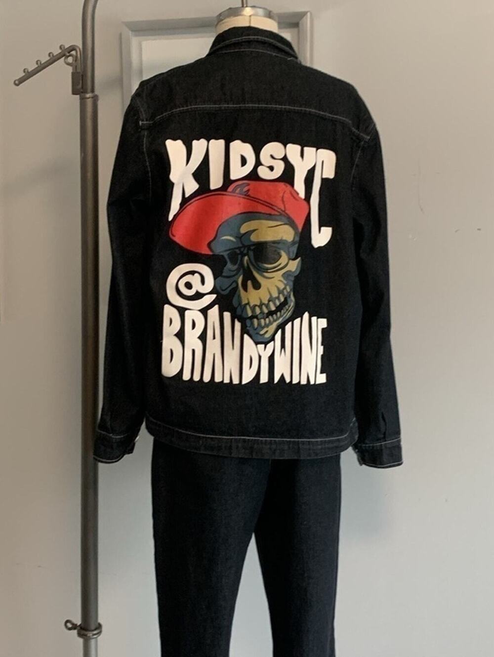 Kidsyc @ Brandywine Denim Set Skull Graphic Jacket & Pants Black Jean Outfit